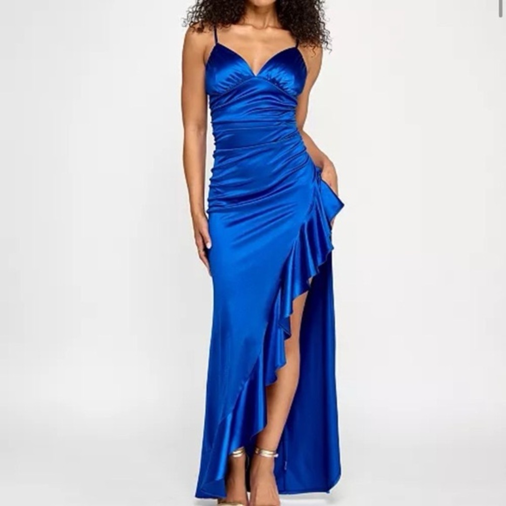 Katia Rae-Elegant Asymmetrical Royal Blue Dress